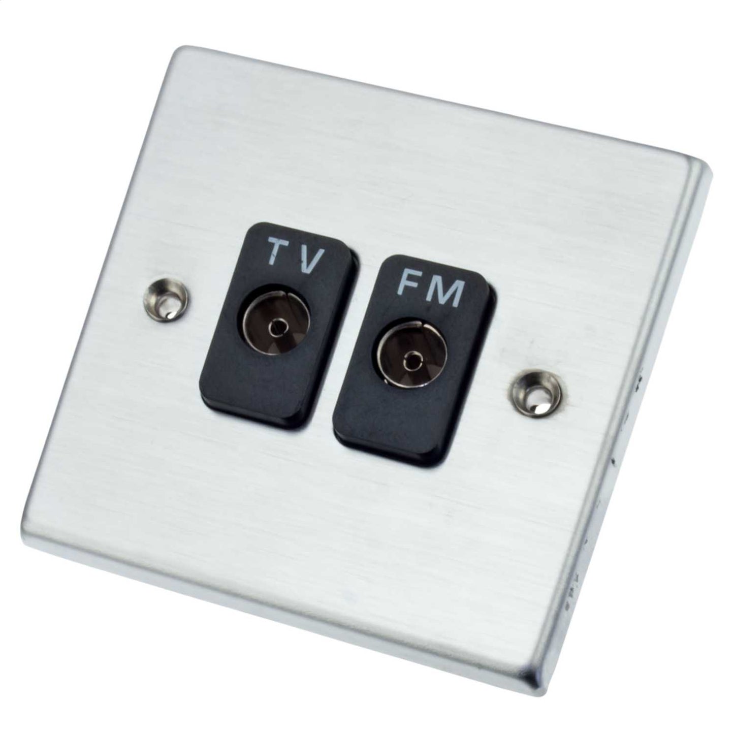 Hamilton Hartland 1 Gang Twin Coaxial Isolated Socket Black Insert Satin Chrome