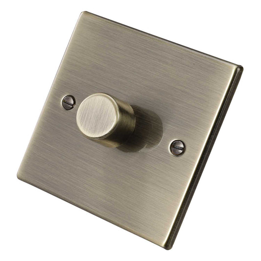 Hamilton 100W 1 Gang 2 Way LED Trailing/Leading Edge Dimmer Switch Antique Brass