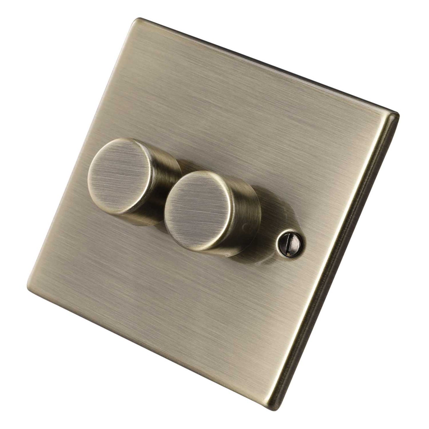 Hamilton 100W 2 Gang 2 Way LED Trailing/Leading Edge Dimmer Switch Antique Brass