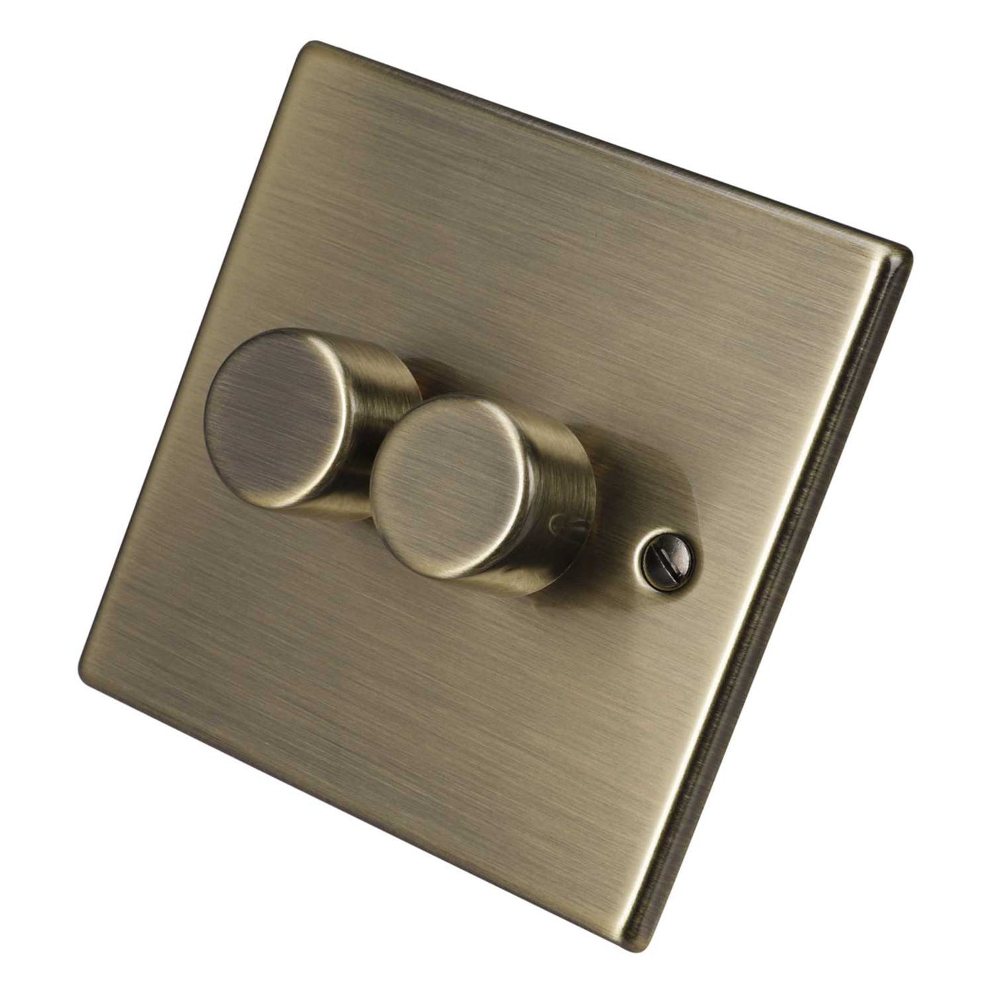Hamilton 250W 2 Gang 2 Way LED Trailing/Leading Edge Dimmer Switch Antique Brass