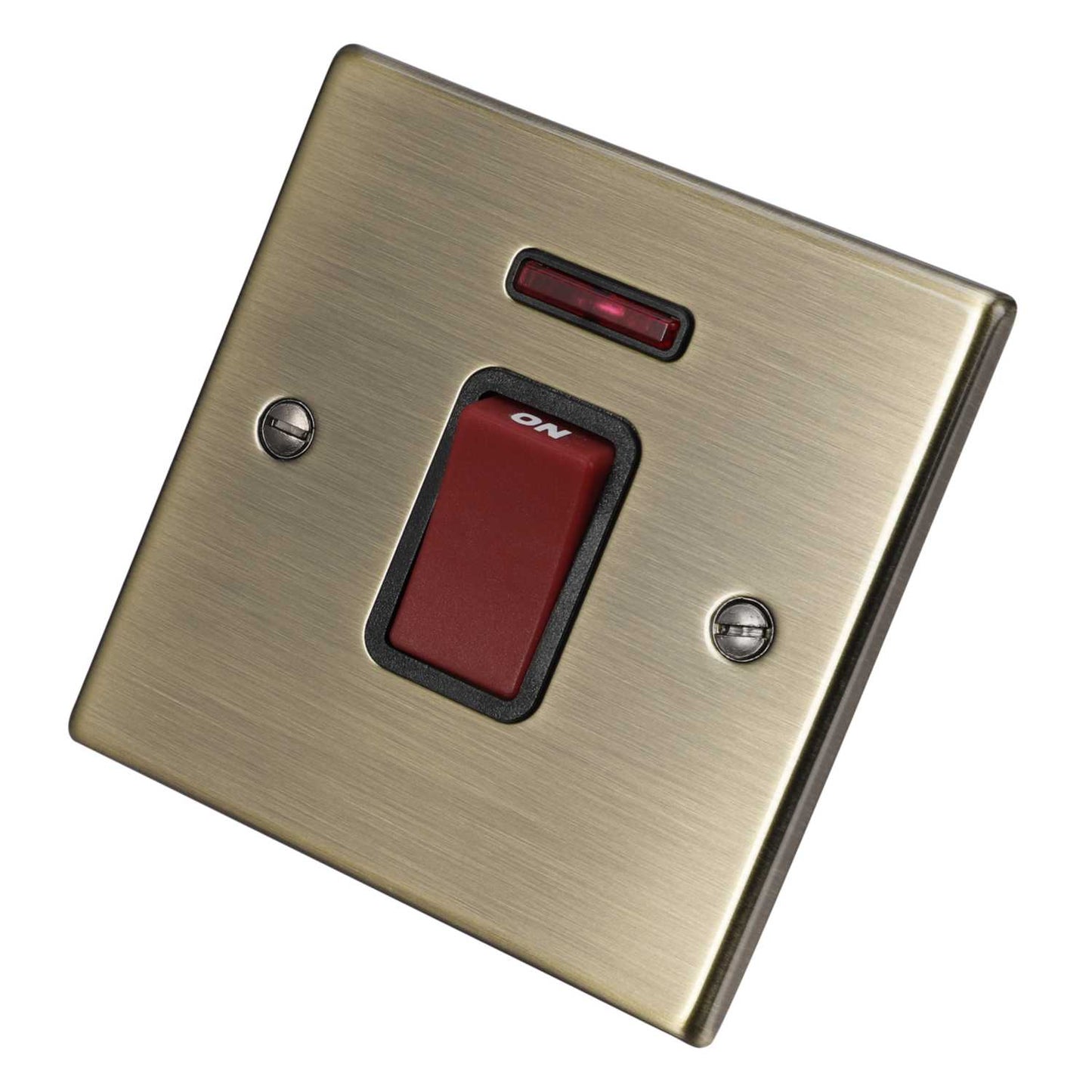 Hamilton 45A DP 1 Gang Switch with Neon Black Insert Antique Brass