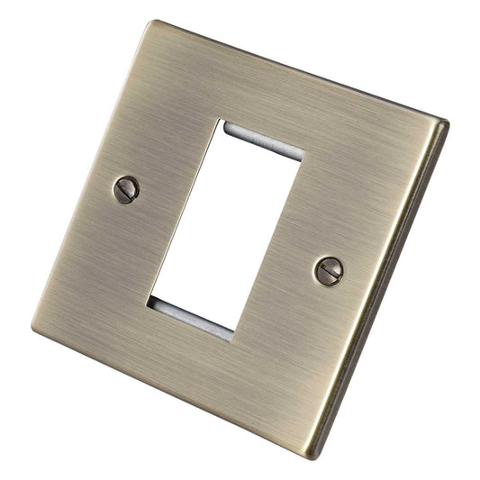 Hamilton 1 Gang 1 Module Face Plate with Grid Antique Brass