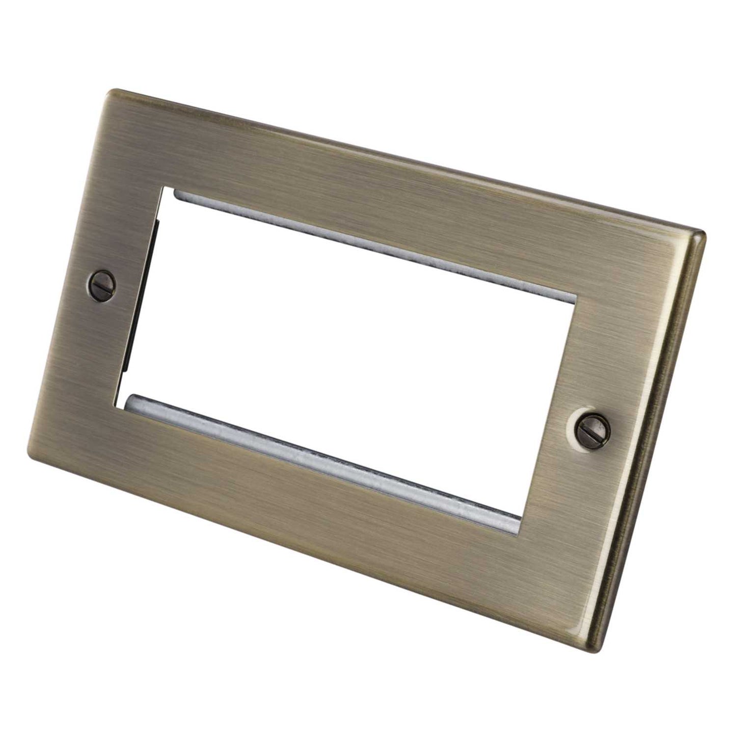 Hamilton 2 Gang 4 Module Face Plate with Grid Antique Brass
