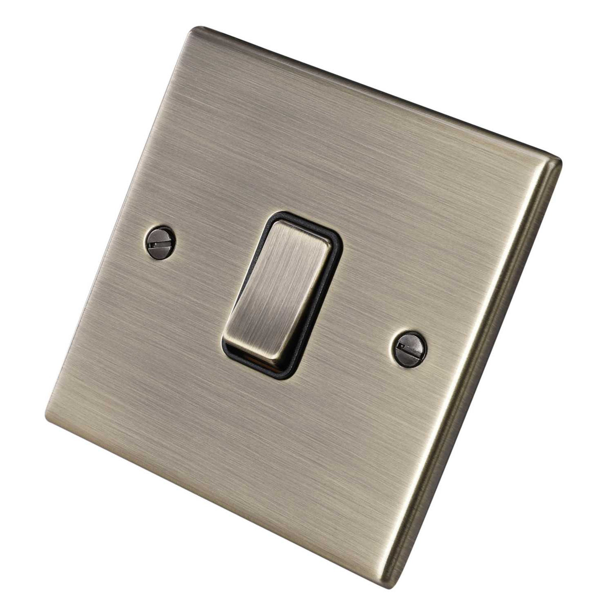 Hamilton 10A 1 Gang 2 Way Light Switch Black Insert Antique Brass