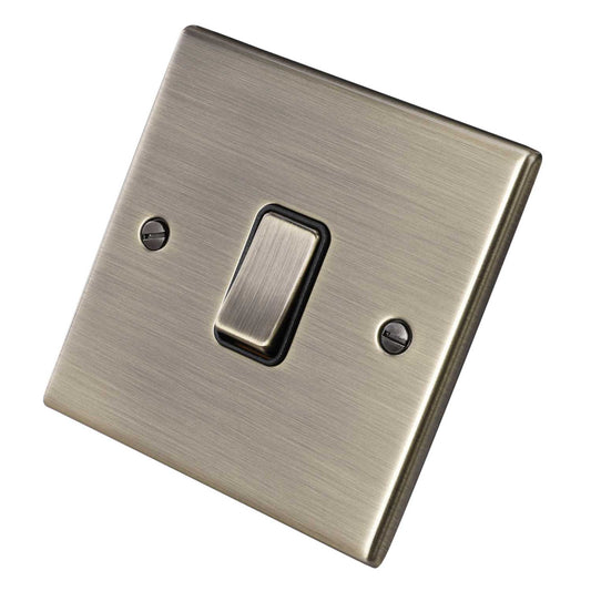 Hamilton 10A 1 Gang 2 Way Light Switch Black Insert Antique Brass