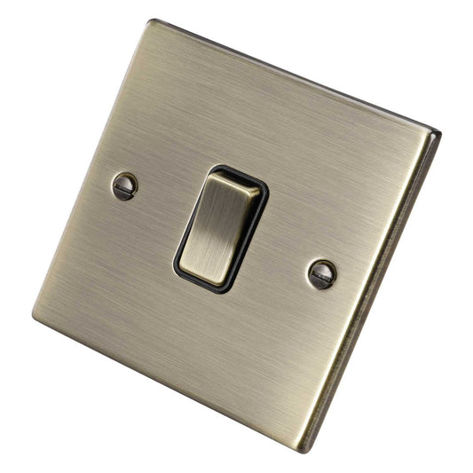 Hamilton 10A 1 Gang Intermediate Switch Black Insert Antique Brass