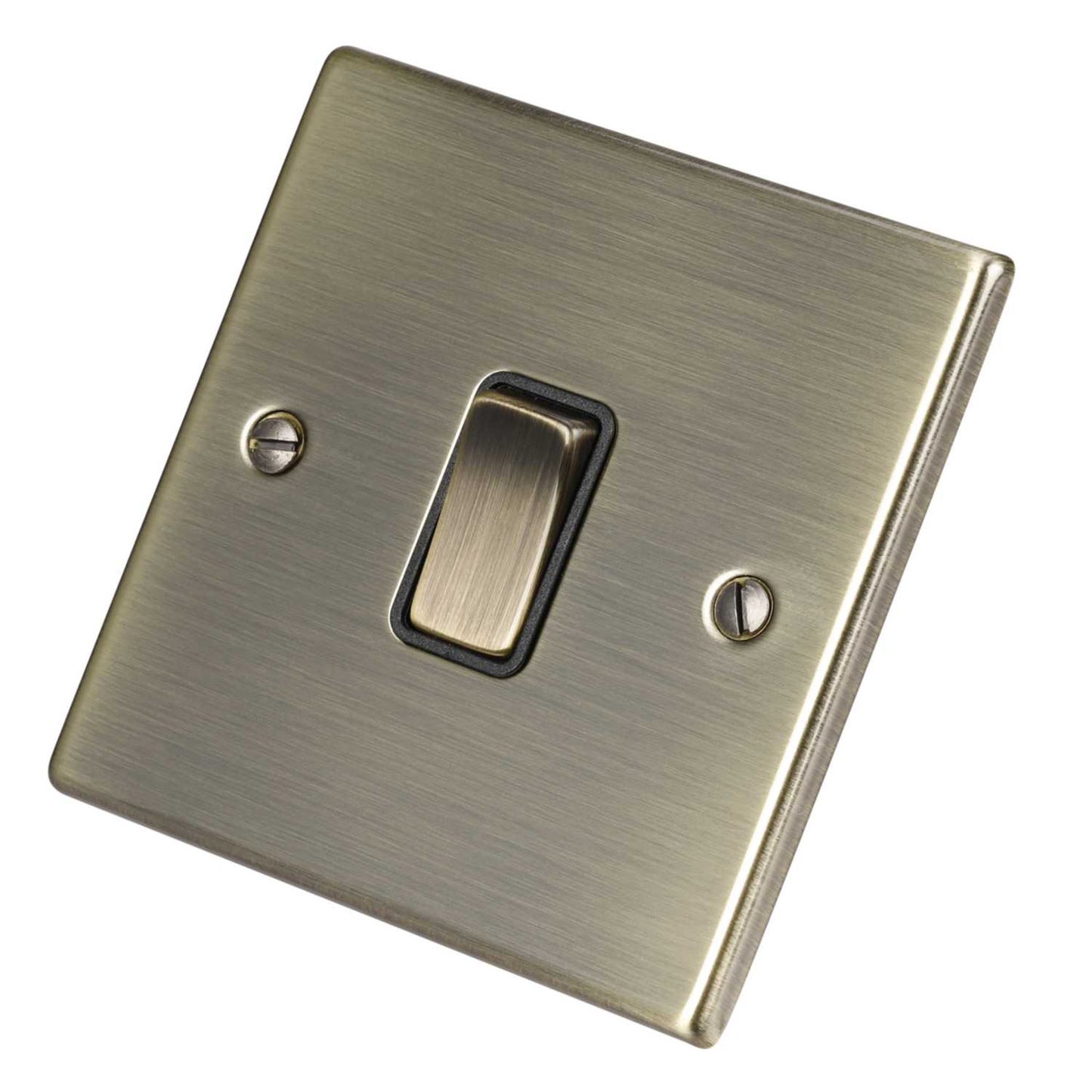 Hamilton 10A 1 Gang 2 Way Retractive Switch Black Insert Antique Brass