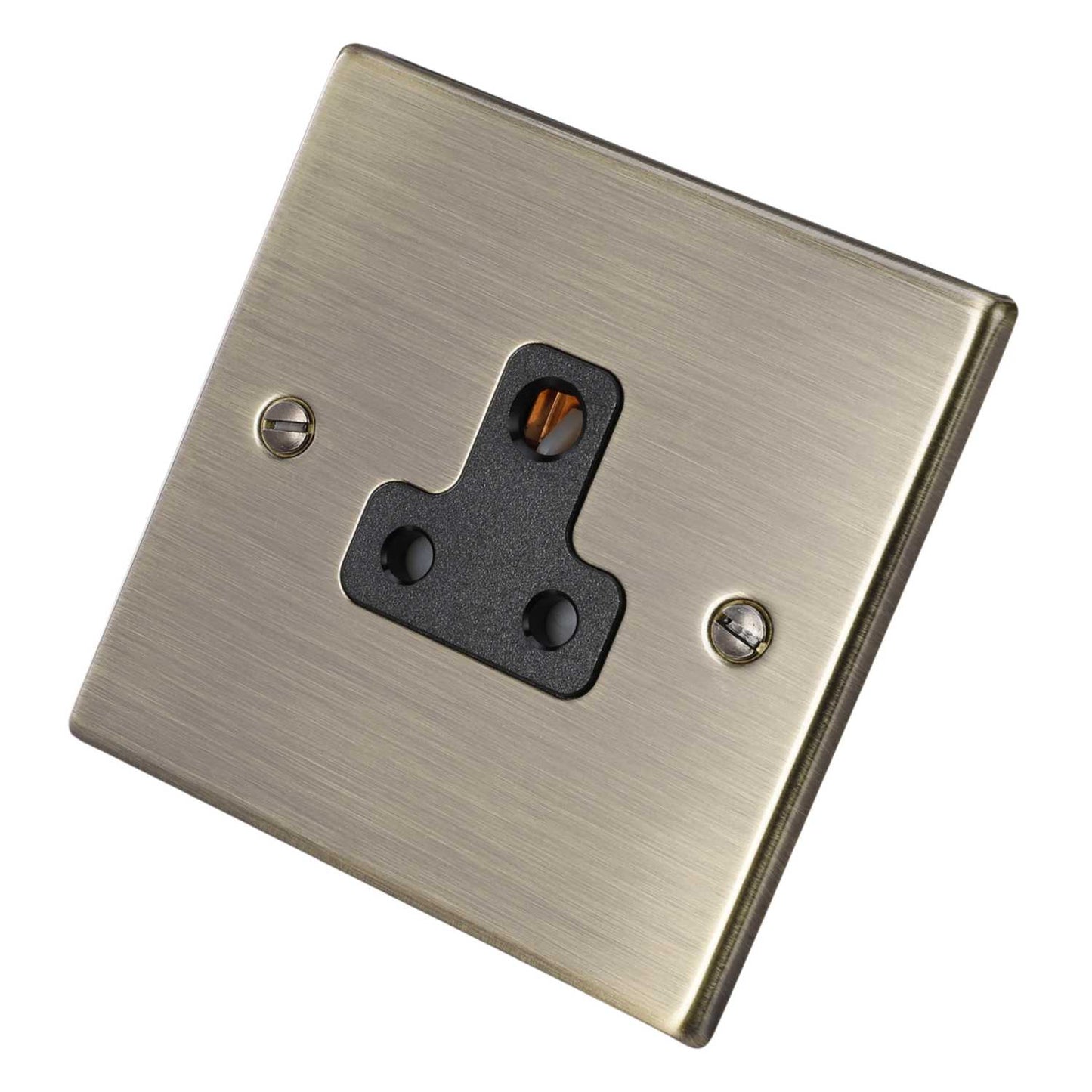 Hamilton 5A 1 Gang Unswitched Socket Black Insert Antique Brass