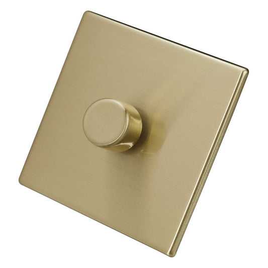 Hamilton 250W 1 Gang 2 Way LED Trailing/Leading Edge Dimmer Switch Screwless Satin Brass