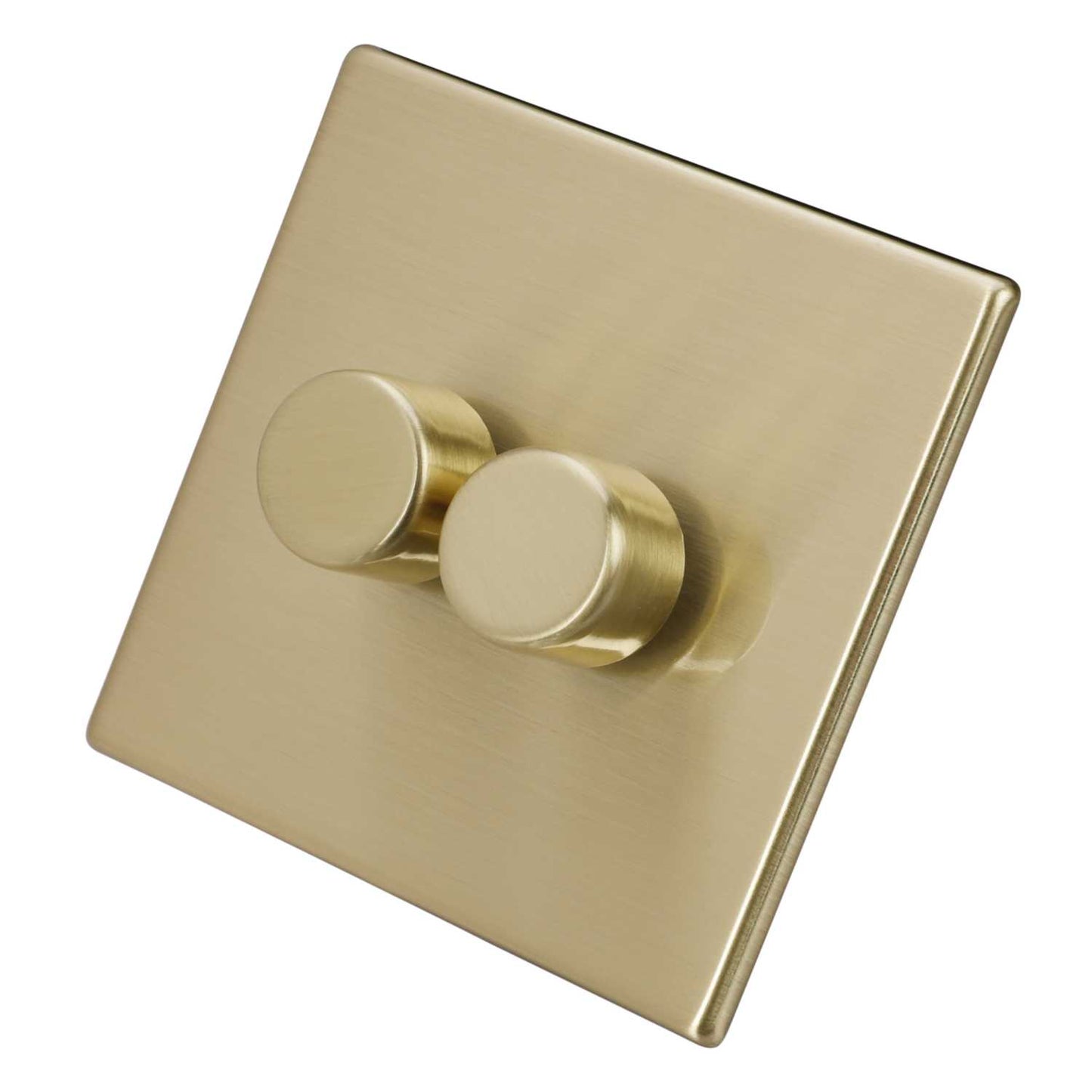 Hamilton 250W 2 Gang 2 Way LED Trailing/Leading Edge Dimmer Switch Screwless Satin Brass