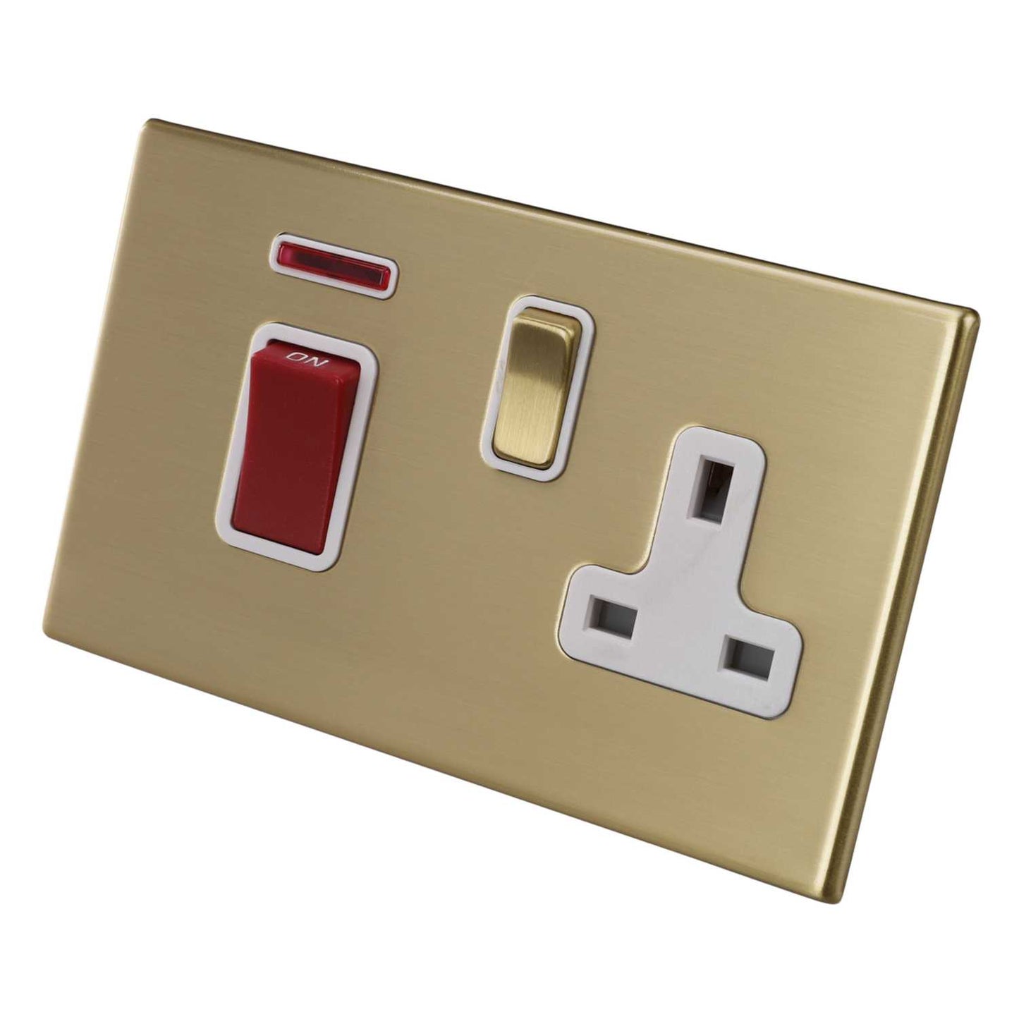 Hamilton 45A DP Cooker Control Unit Screwless White Insert Satin Brass