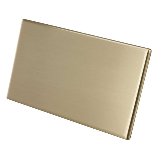 Hamilton 2 Gang Blank Plate Screwless Satin Brass