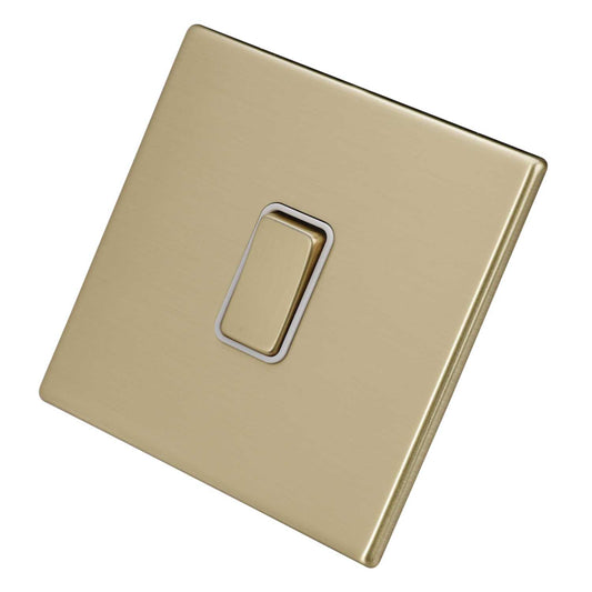 Hamilton 10A 1 Gang 2 Way Retractive Switch White Insert Screwless Satin Brass