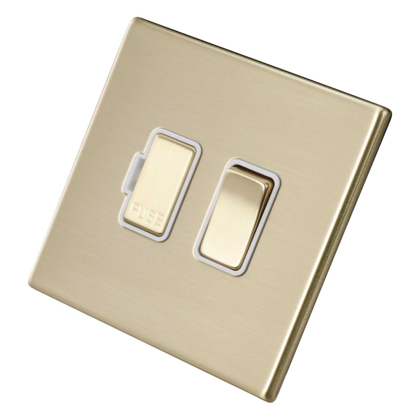 Hamilton 13A DP Switched Fused Spur White Insert Screwless Satin Brass