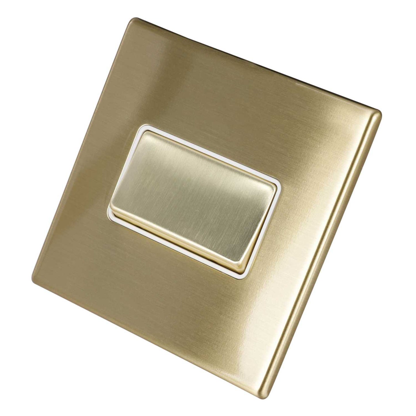 Hamilton 10A Triple Pole Fan Isolator Switch White Insert Screwless Satin Brass