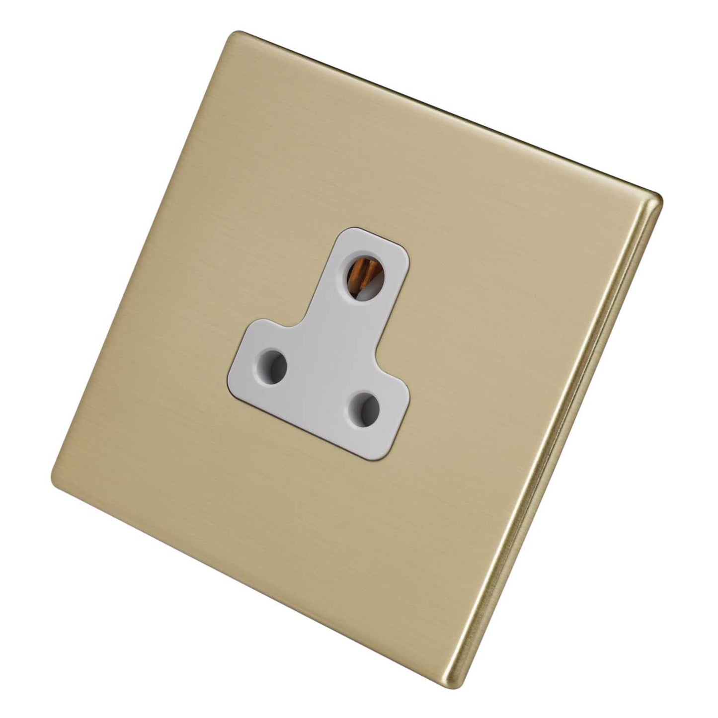 Hamilton 5A 1 Gang Unswitched Socket White Insert Screwless Satin Brass