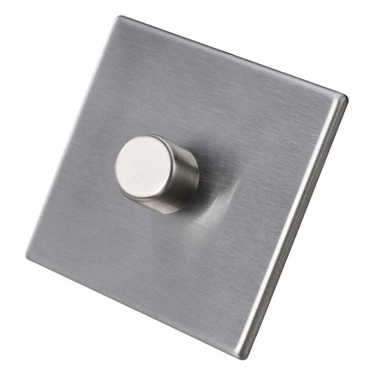 Hamilton 250W 1 Gang 2 Way LED Trailing/Leading Edge Dimmer Screwless Stainless Steel