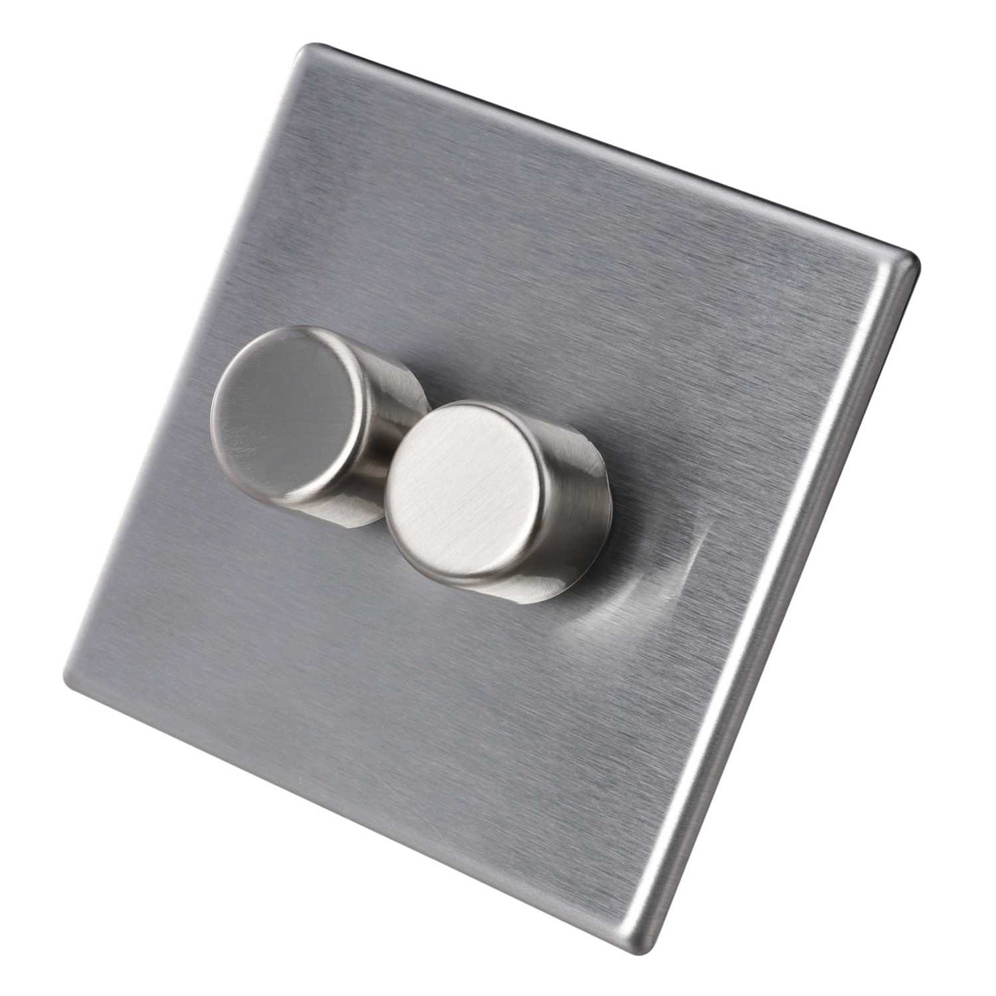 Hamilton 100W 2 Gang 2 Way LED Trailing/Leading Edge Dimmer Screwless Stainless Steel