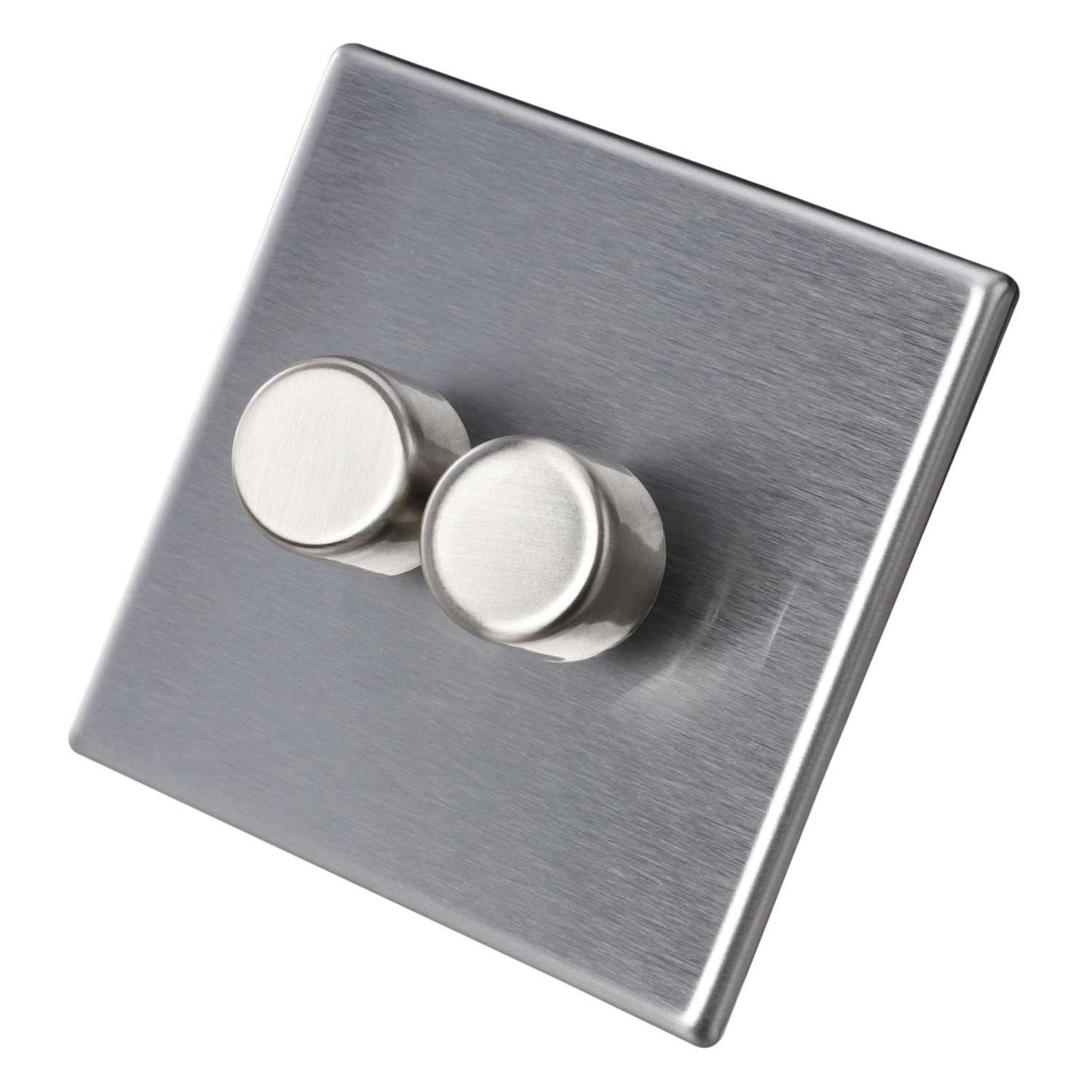 Hamilton 250W 2 Gang 2 Way LED Trailing/Leading Edge Dimmer Screwless Stainless Steel