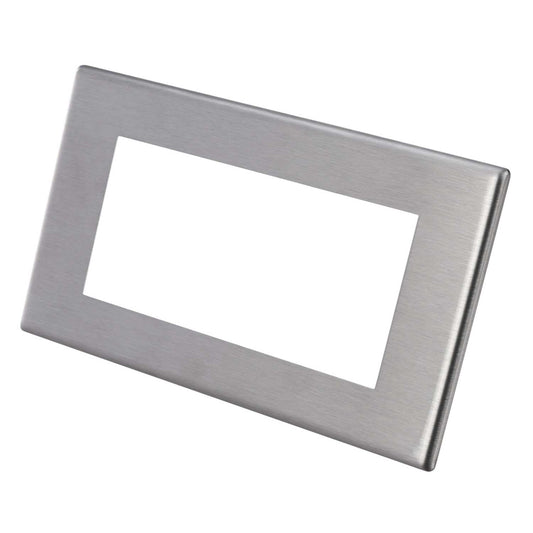 Hamilton 2 Gang 4 Module Face Plate with Grid Screwless Stainless Steel