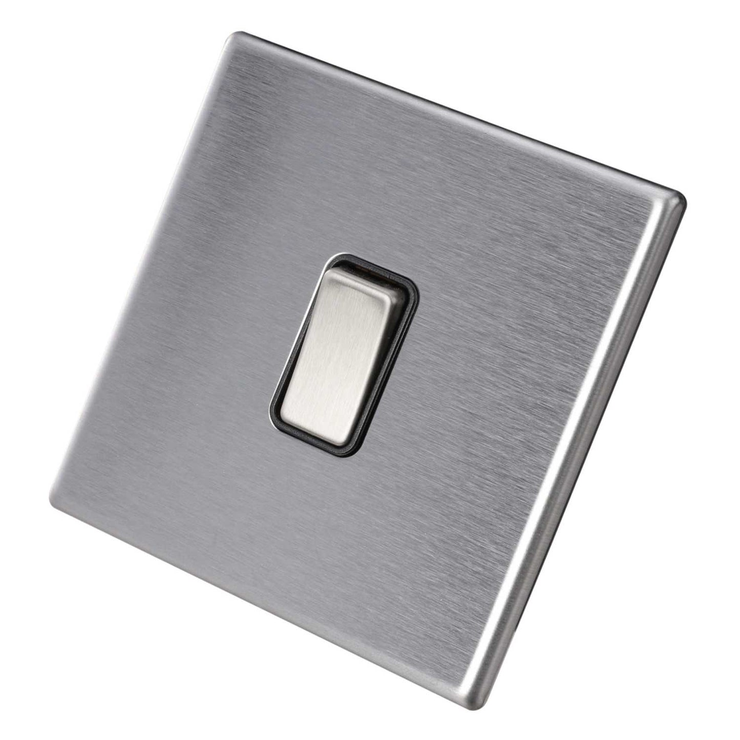 Hamilton 10A 1 Gang 2 Way Light Switch Black Insert Screwless Stainless Steel