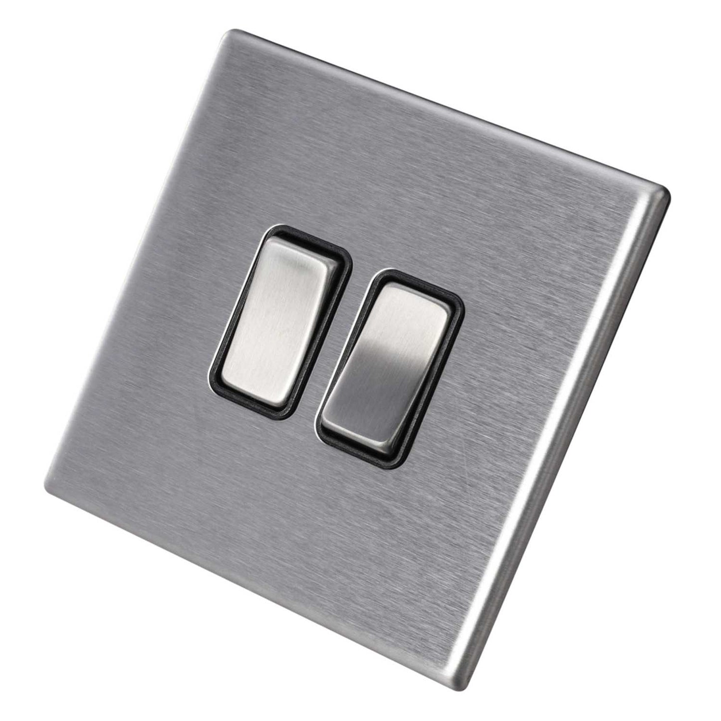 Hamilton 10A 2 Gang 2 Way Light Switch Black Insert Screwless Stainless Steel