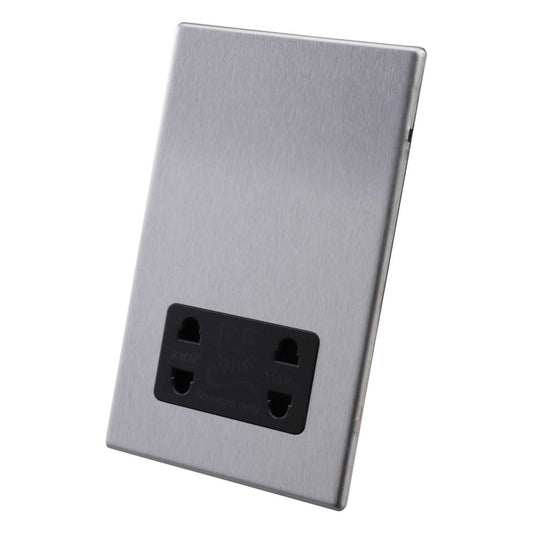Hamilton Dual Voltage Shaver Socket Black Insert Screwless Stainless Steel
