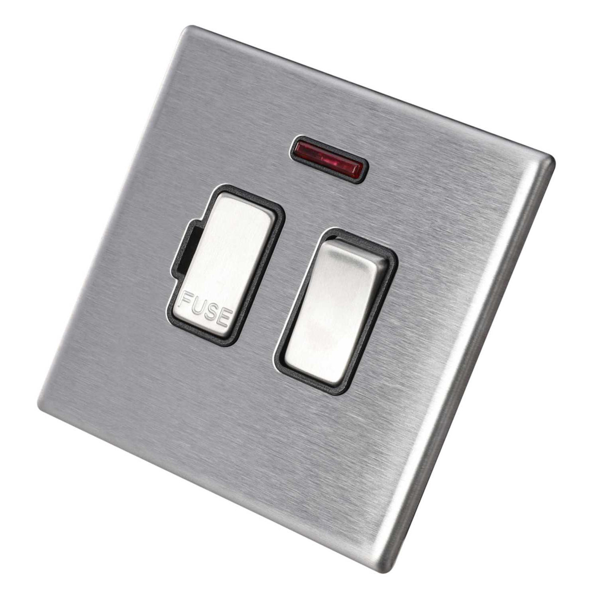 Hamilton 13A DP Switched Fused Spur with Neon Black Insert Screwless Stainless Steel