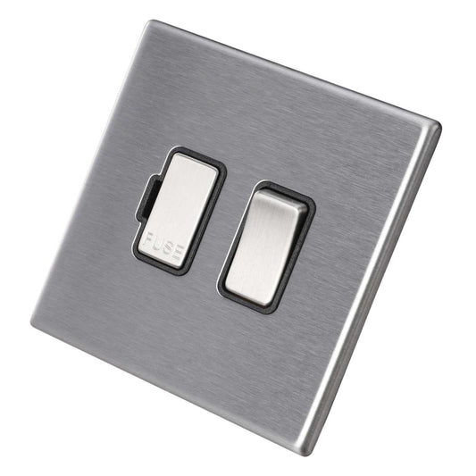 Hamilton 13A DP Switched Fused Spur Black Insert Screwless Stainless Steel