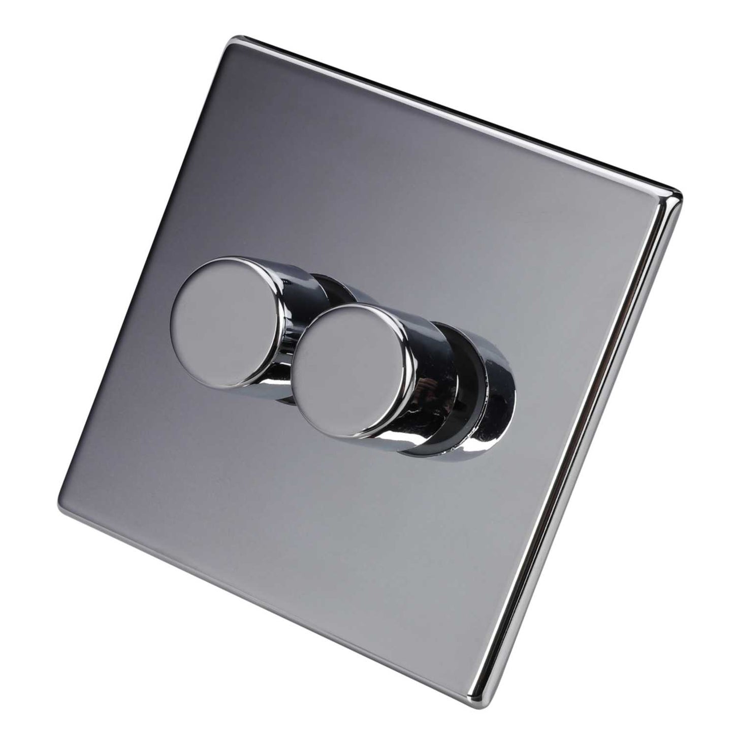 Hamilton 250W 2 Gang 2 Way LED Trailing/Leading Edge Dimmer Screwless Bright Chrome
