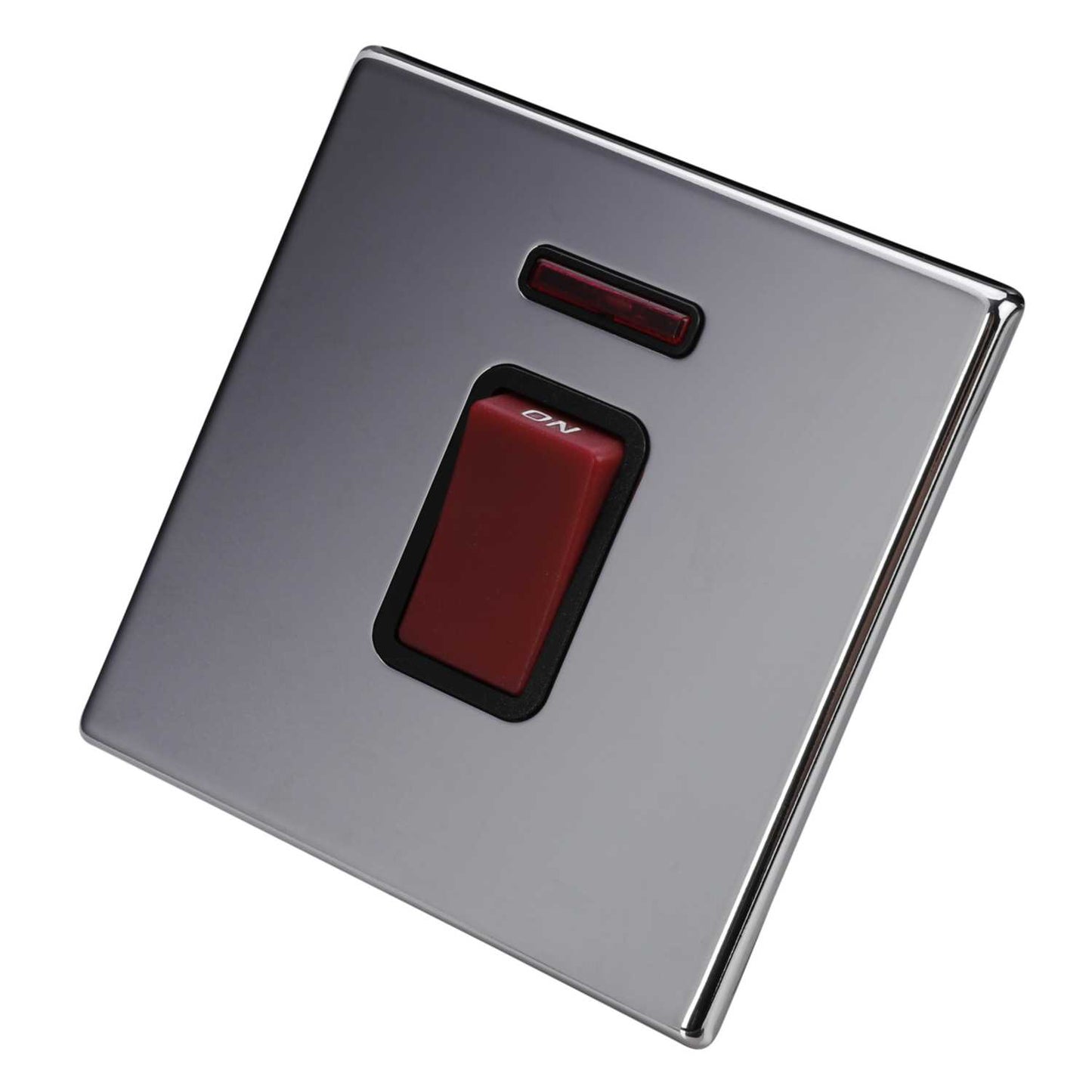 Hamilton 45A DP 1 Gang Switch with Neon Screwless Black Insert Bright Chrome