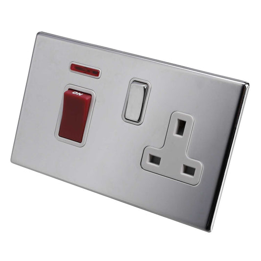 Hamilton 45A DP Cooker Control Unit Screwless White Insert Bright Chrome