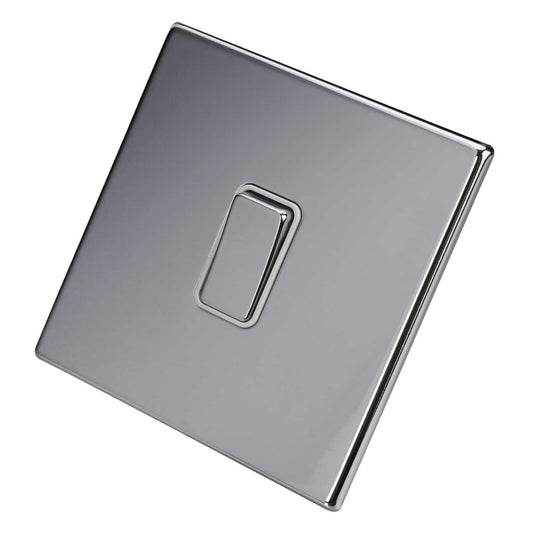 Hamilton 10A 1 Gang Intermediate Switch White Insert Screwless Bright Chrome