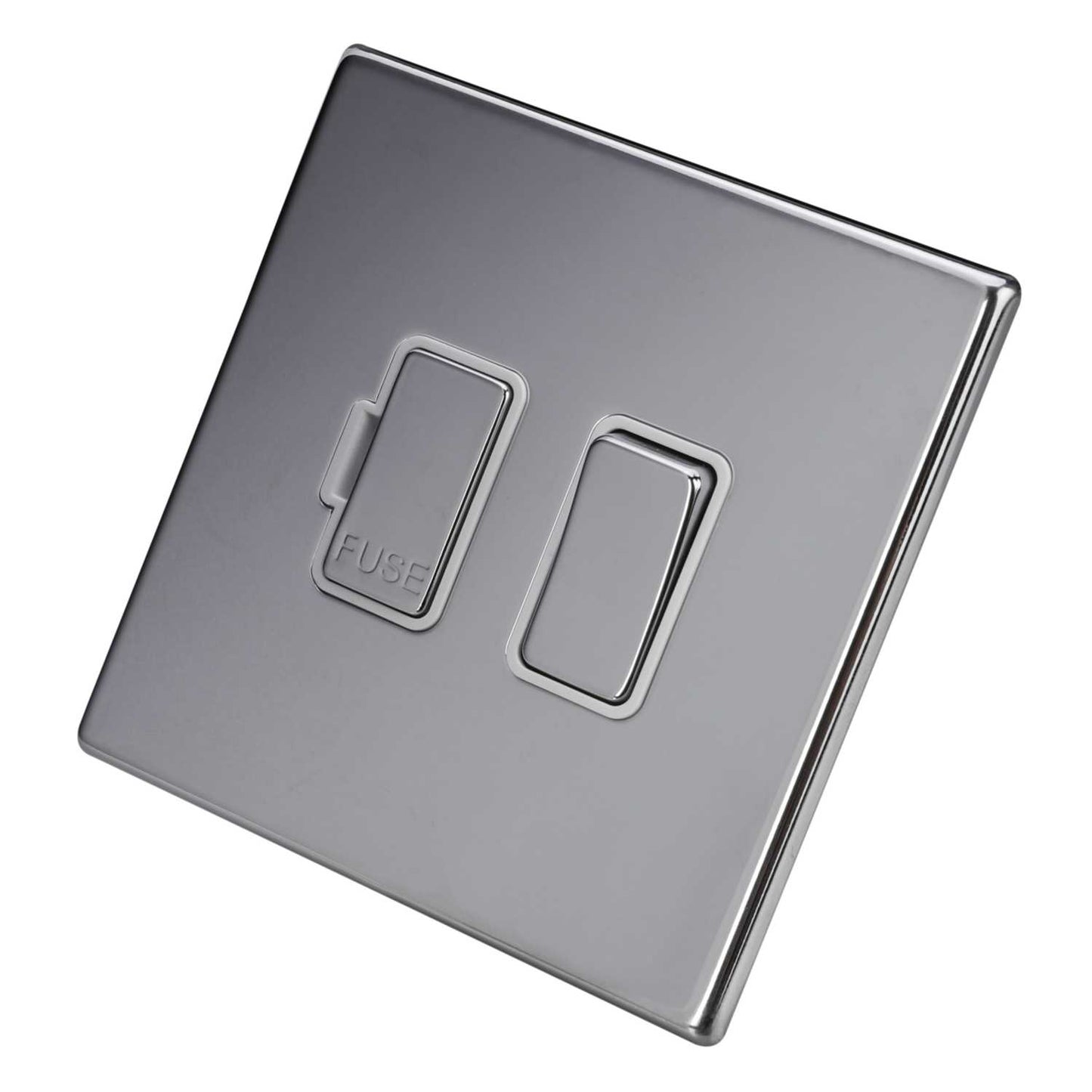 Hamilton 13A DP Switched Fused Spur White Insert Screwless Bright Chrome