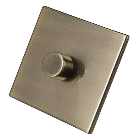 Hamilton 250W 1 Gang 2 Way LED Trailing/Leading Edge Dimmer Screwless Antique Brass
