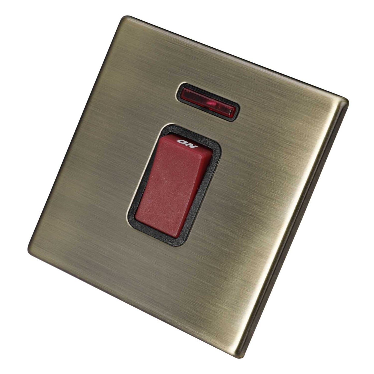 Hamilton 45A DP 1 Gang Switch with Neon Black Insert Screwless Antique Brass