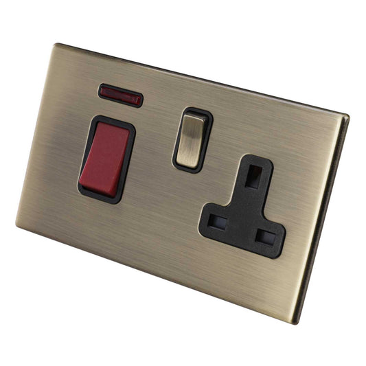 Hamilton 45A DP Cooker Control Unit Black Insert Screwless Antique Brass