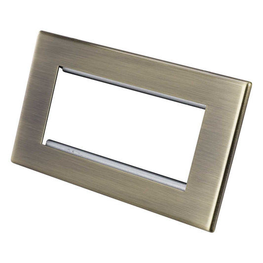 Hamilton 2 Gang 4 Module Face Plate with Grid Screwless Antique Brass