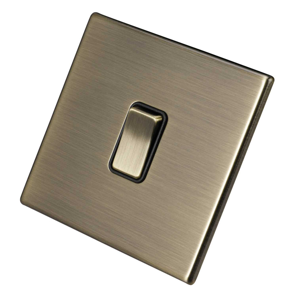 Hamilton 10A 1 Gang 2 Way Light Switch Black Insert Screwless Antique Brass