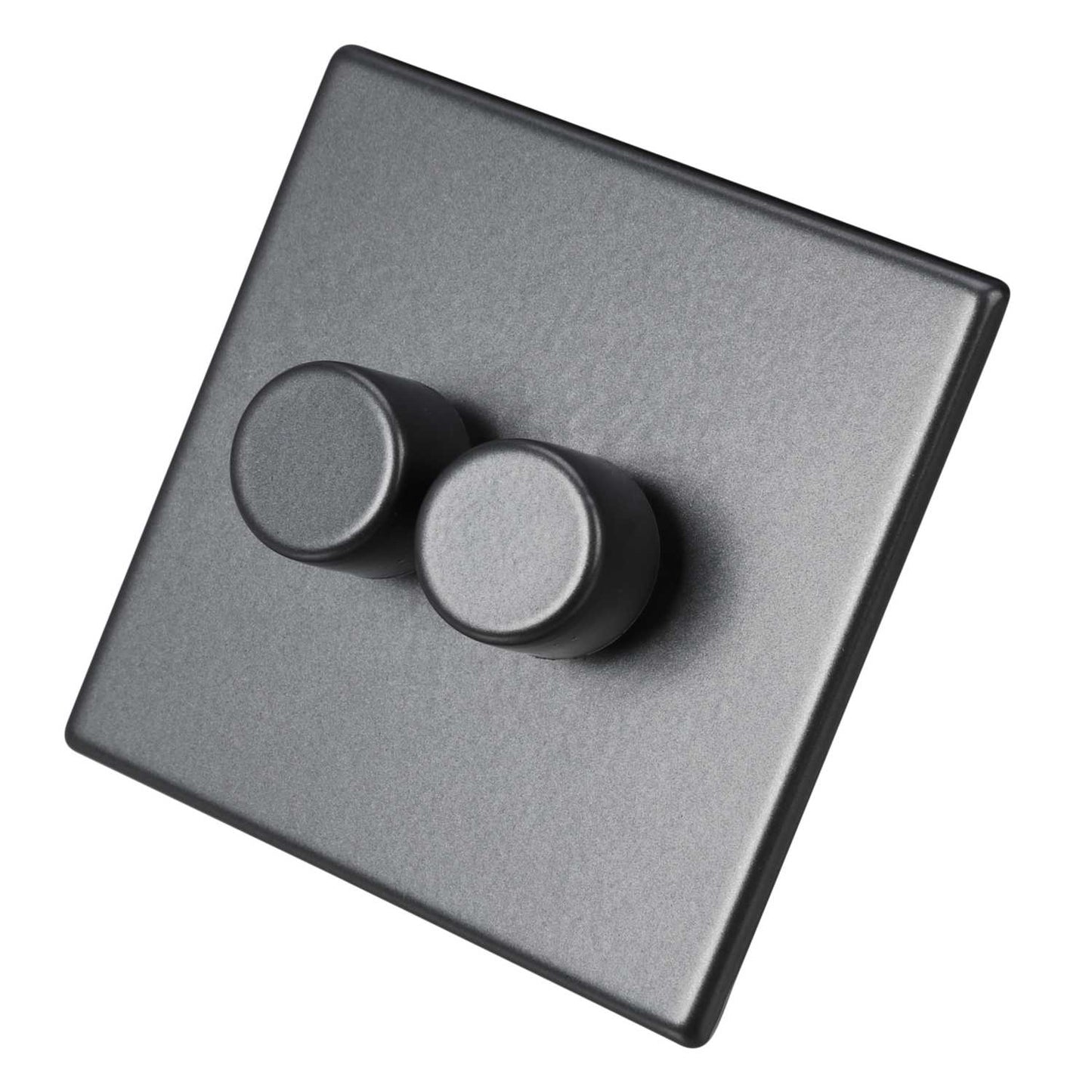 Hamilton 250W 2 Gang 2 Way LED Trailing/Leading Edge Dimmer Switch Screwless Anthra Grey