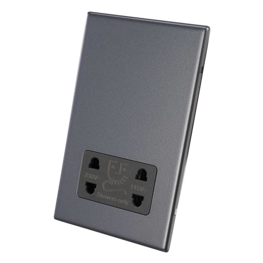 Hamilton Dual Voltage Shaver Socket Grey Insert Screwless Anthra Grey