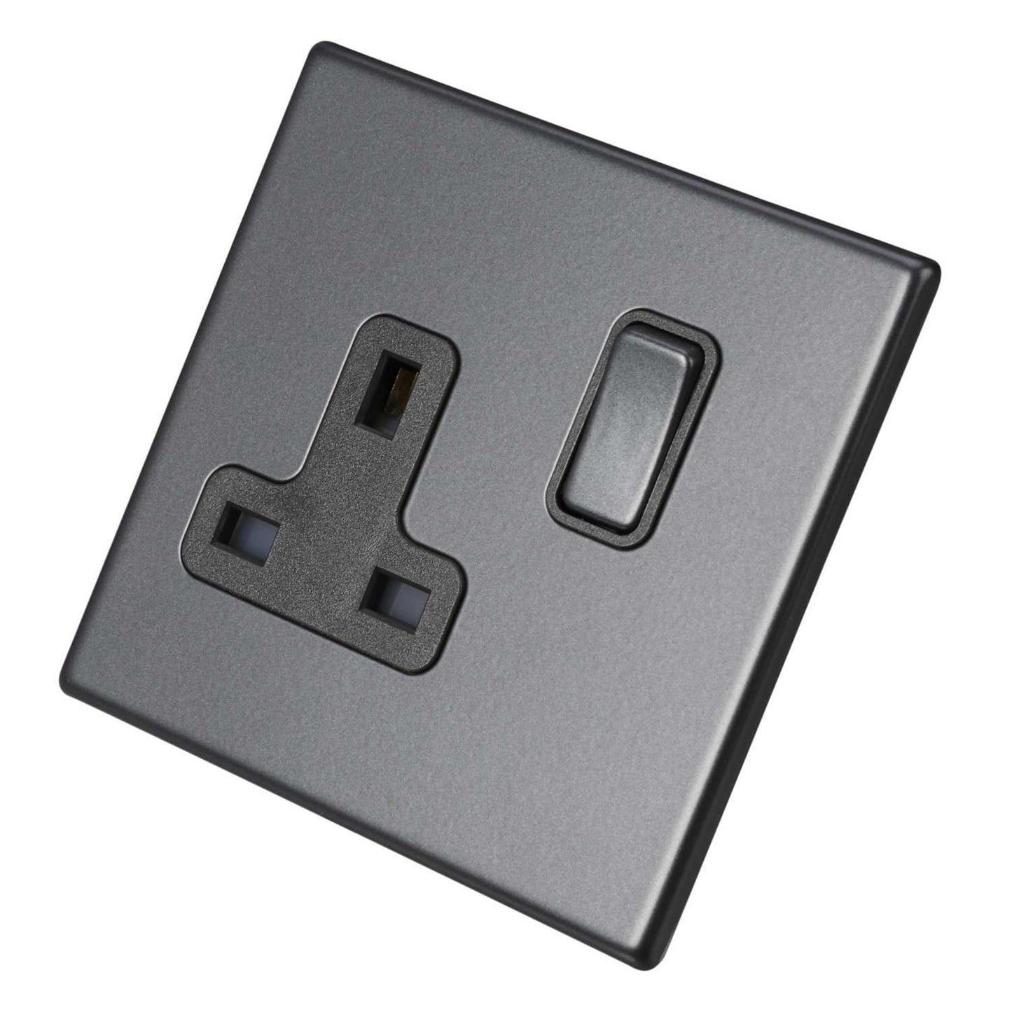 Hamilton 13A DP 1 Gang Switched Socket Grey Insert Screwless Anthra Grey