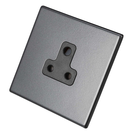 Hamilton 5A 1 Gang Unswitched Socket Grey Insert Screwless Anthra Grey