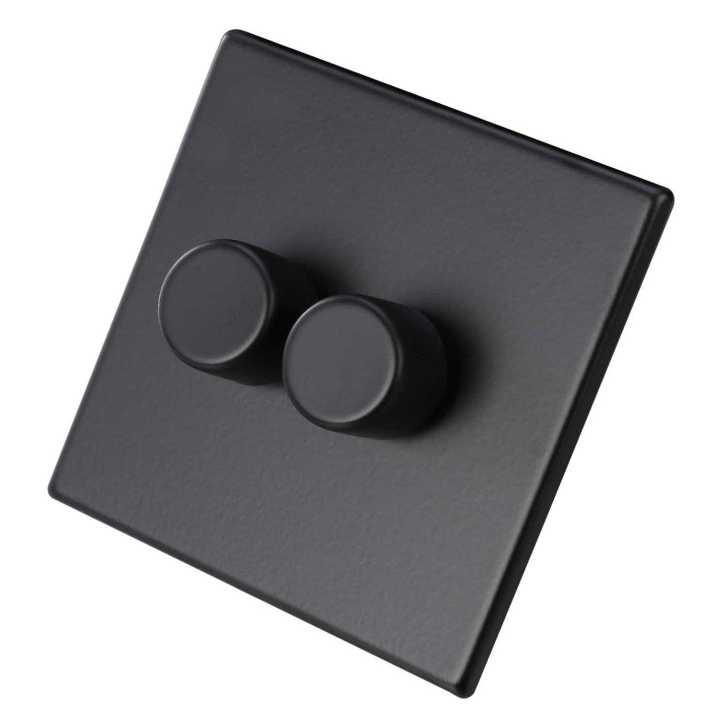 Hamilton 100W 2 Gang 2 Way LED Trailing/Leading Edge Dimmer Switch Screwless Matt Black