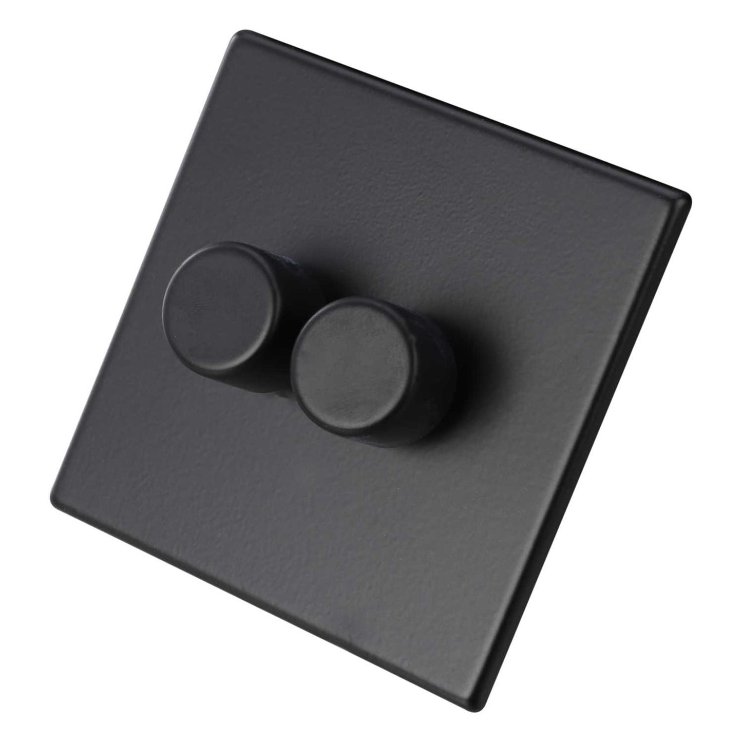 Hamilton 250W 2 Gang 2 Way LED Trailing/Leading Edge Dimmer Switch Screwless Matt Black