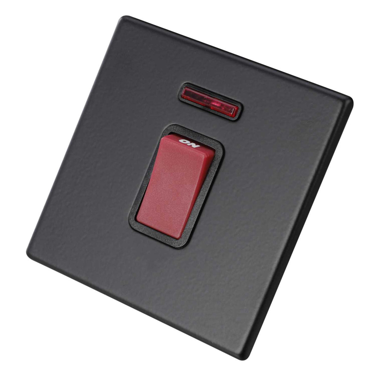 Hamilton 45A DP 1 Gang Switch with Neon Black Insert Screwless Matt Black
