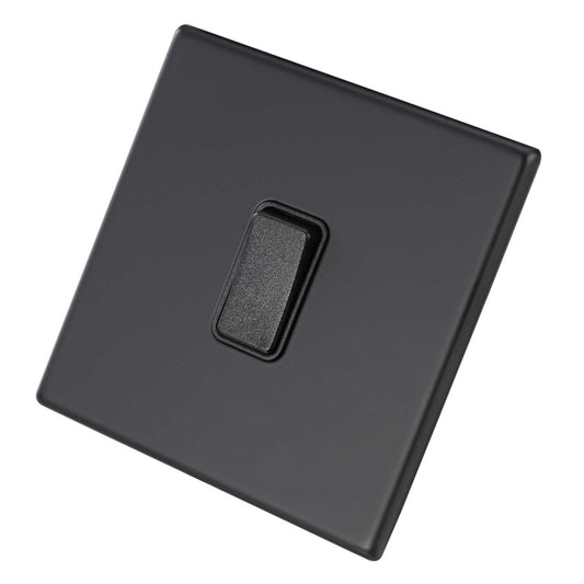 Hamilton 10A 1 Gang 2 Way Light Switch Black Insert Screwless Matt Black