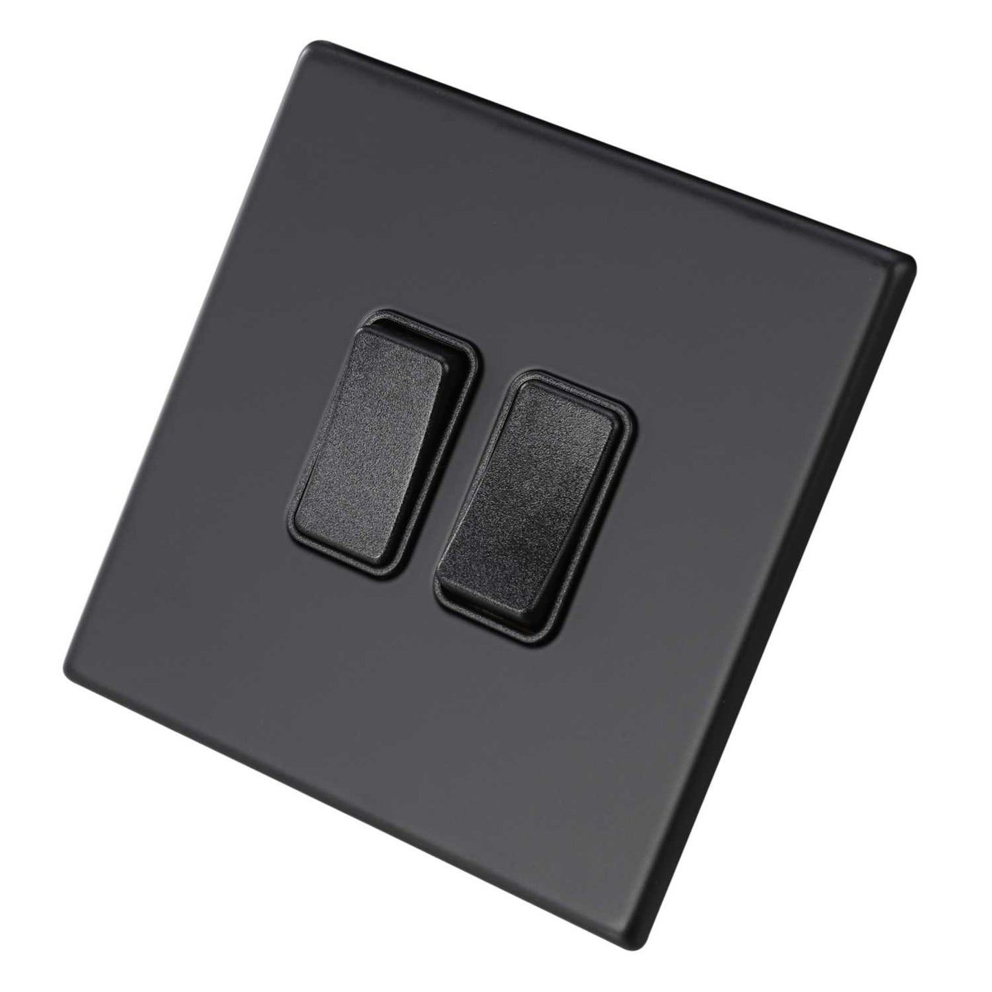 Hamilton 10A 2 Gang 2 Way Light Switch Black Insert Screwless Matt Black