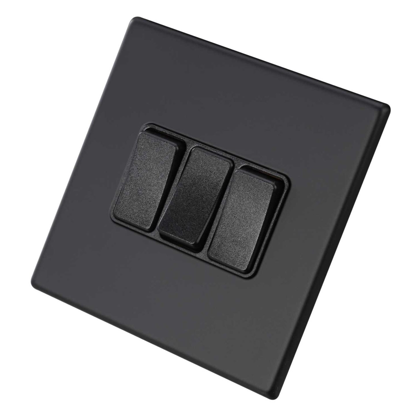 Hamilton 10A 3 Gang 2 Way Light Switch Black Insert Screwless Matt Black