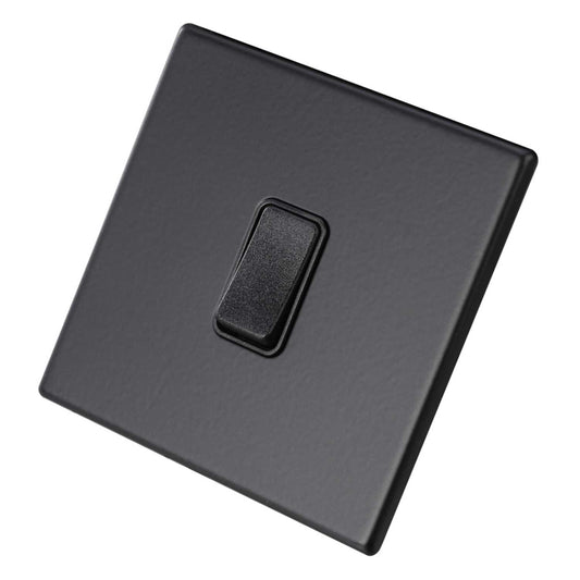 Hamilton 10A 1 Gang 2 Way Retractive Switch Black Insert Screwless Matt Black
